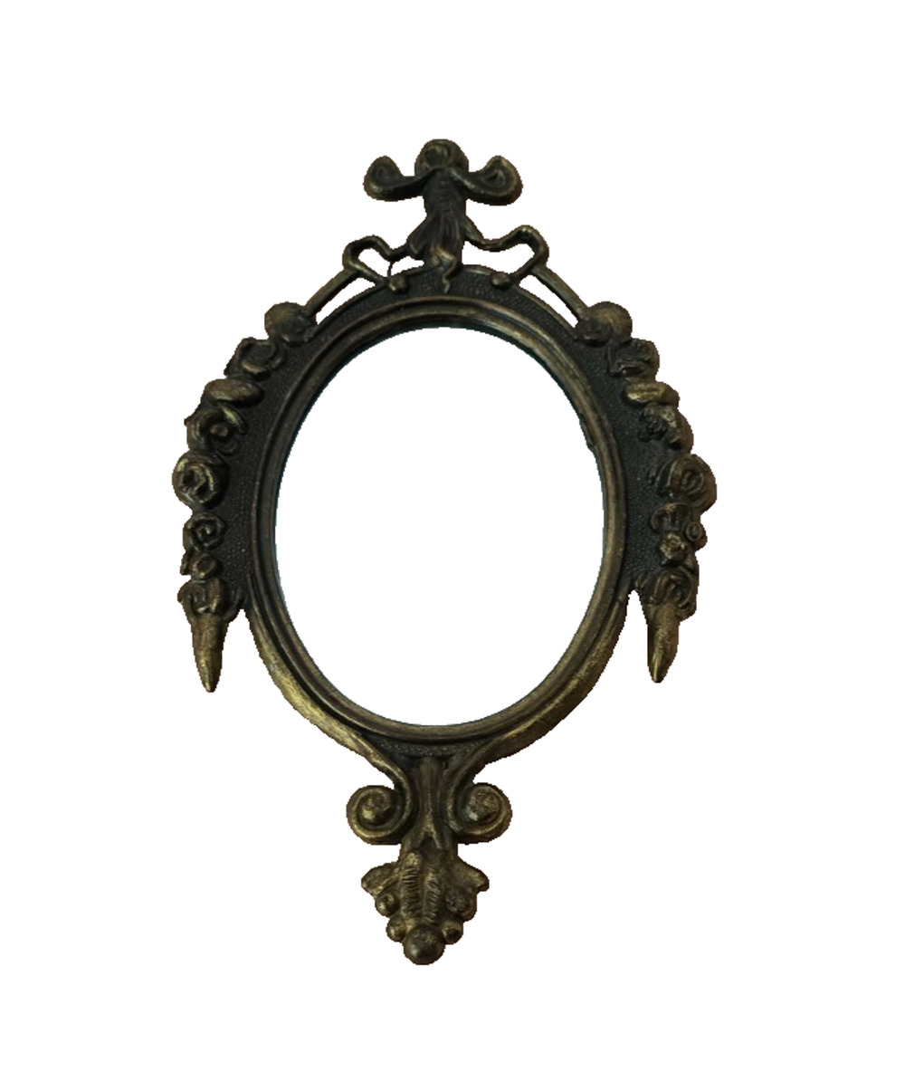 Vintage Brass Mini Ornate Frame W/ Mirror Made In Italy